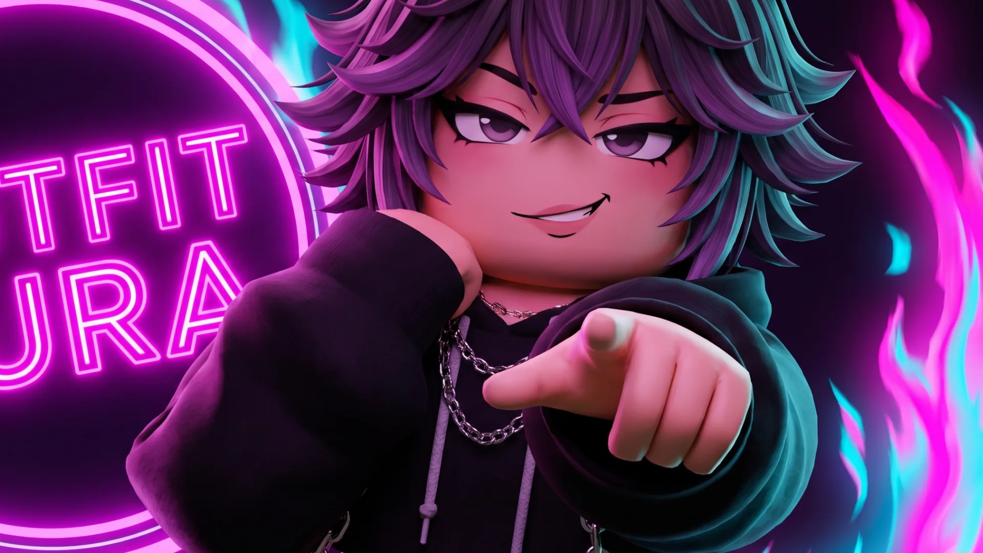 Outfit Aura Purple Anime Hair Pose